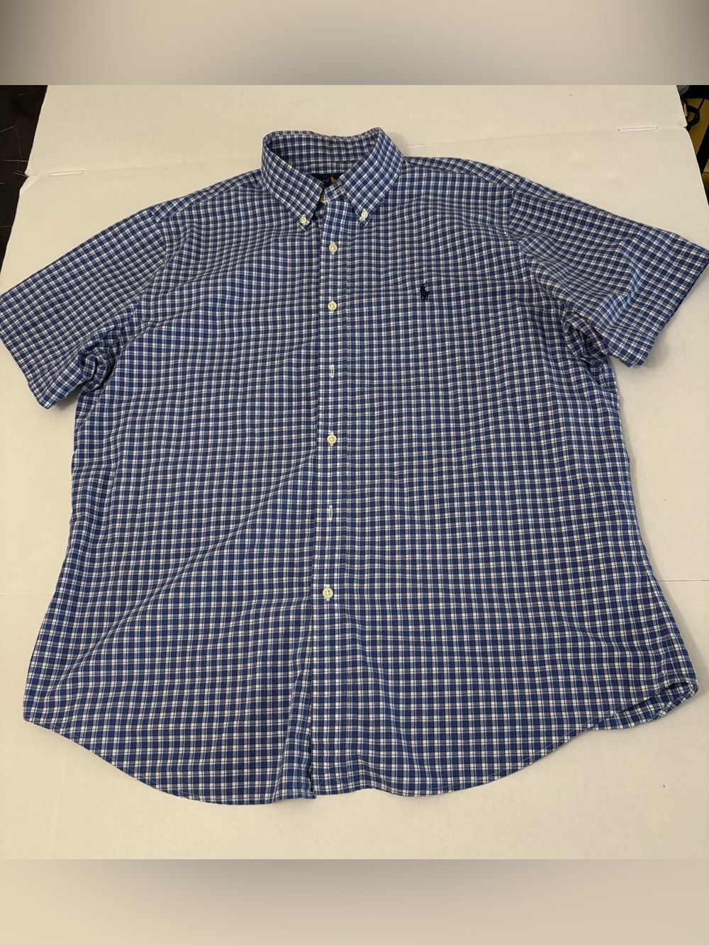 Ralph Lauren Blue  Button Down  Short Sleeve Shirt Mens Size XL
